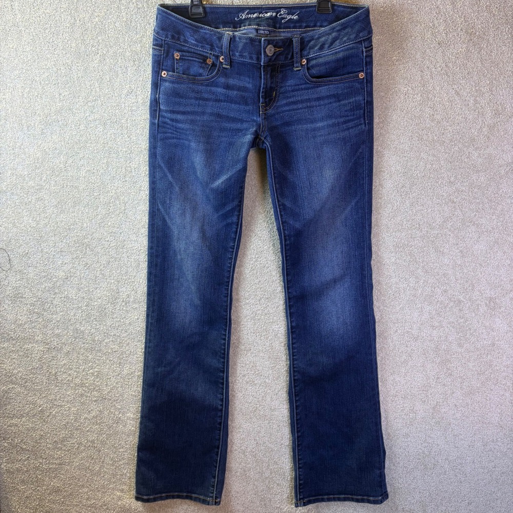 American Eagle Favorite Boyfriend Jeans Womens 2 Long (30x34) Blue Stretch Denim